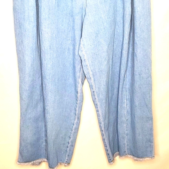 Anthropologie Pilcro Cropped Wide Leg Jeans Pleated Raw Hem Denim Size 32 - Picture 8 of 15
